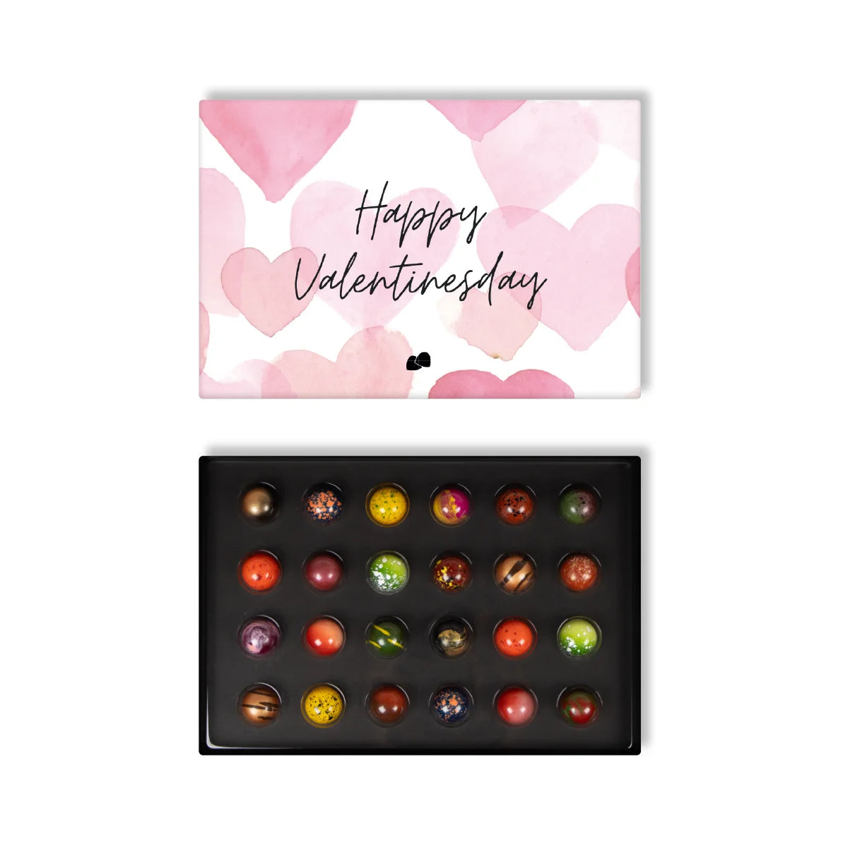 Valentijnsdag verpakking chocolade bonbons van ChocoladeGift