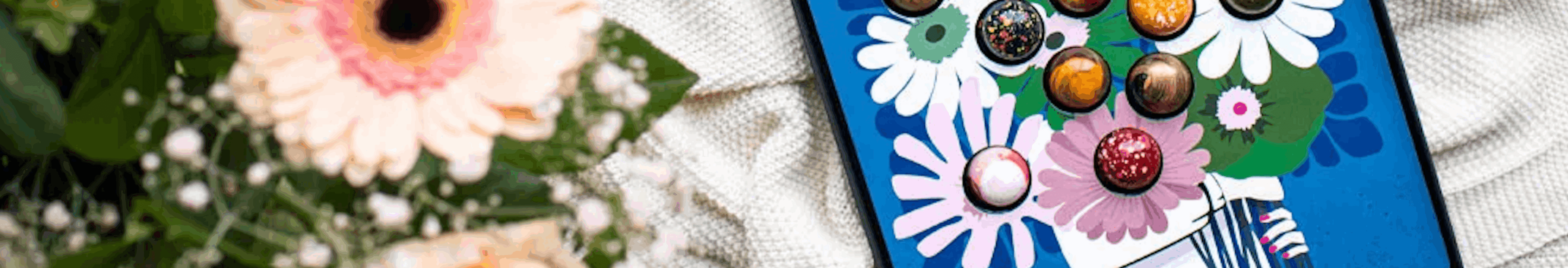 ChocoladeGift met bloemen banner